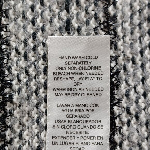 Chico’s Grey Black Lace Fringes Open Front Sweater - Picture 9 of 16